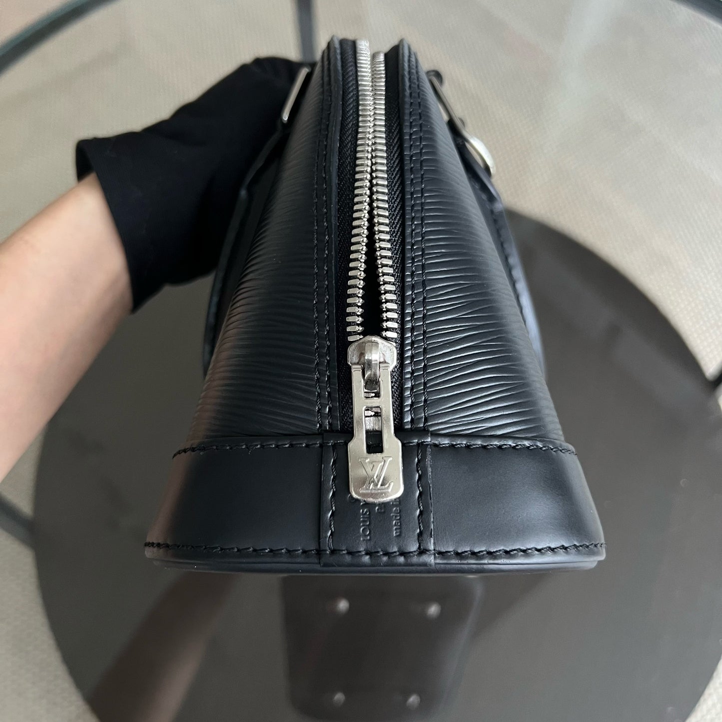 Kovancy Alma BB EPI Cuir Noir Quincaillerie Argentée