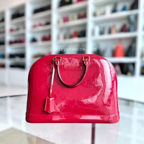 Kovancy Alma MM Vernis Cuir Verni Rouge Quincaillerie Dorée