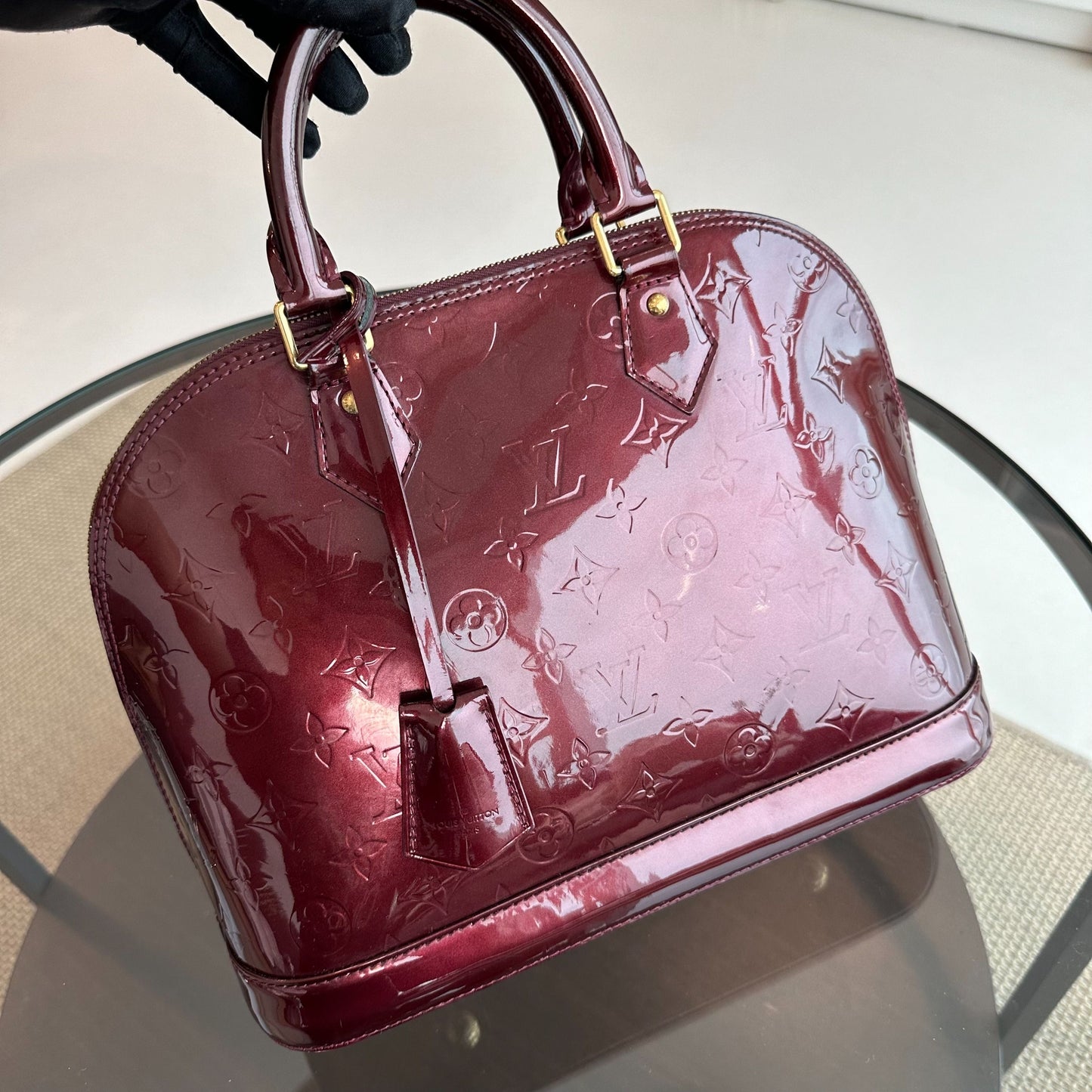 Kovancy Alma PM Vernis Cuir Verni Prune GHW
