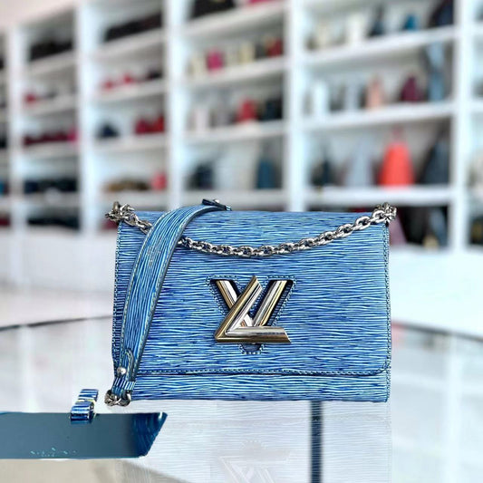 Kovancy Twist MM EPI Cuir Bleu Clair Bicolore Quincaillerie